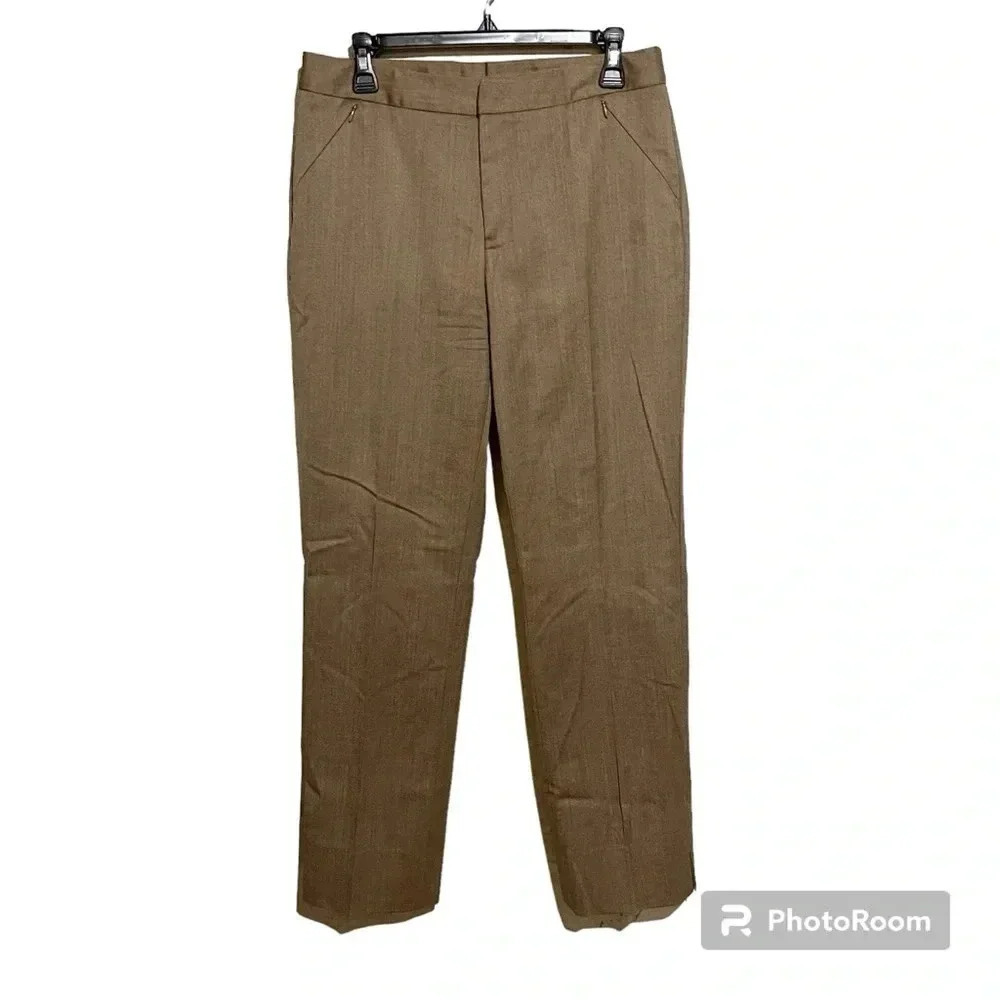 Barry Bricken bbzipper Bacall Trousers Pants Brown Wool Women's Size 8 Career